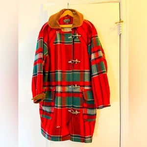 Vintage Polo Country Ralph Lauren Fireman Barn Wool Tartan Lobster Clasp Coat